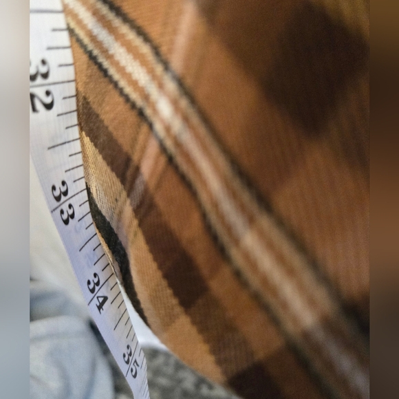 White Stag Vintage Brown Plaid Wool Blend Midi Skirt | Size 12 Side Zip - Picture 3 of 7